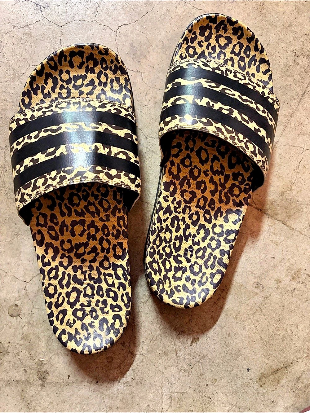 adidas Adilette Comfort Leopard Print Slide Leopard Print Slide Sandals